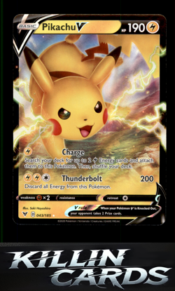 Pikachu V 043/185 Pokemon Ultra Rare SWSH04: Vivid Voltage Card NM - Image 1