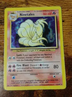Ninetales 12/102 Base Set Black Flame Error Variant Pokemon Card Damaged - Image 1