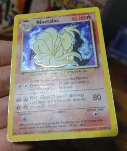 Ninetales 12/102 Base Set Black Flame Error Variant Pokemon Card Damaged - Image 5