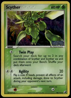 Scyther Reverse Holo 46/115 ex Unseen Forces 2005 Pokemon Card LP - Image 1