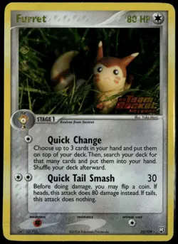 Furret Reverse Holo Stamp 22/109 ex Team Rocket Returns 2004 LP Pokemon - Image 1