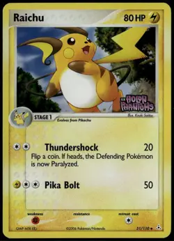 Raichu Reverse Holo 51/110 ex Holon Phantoms 2006 MP+ Pokemon Card - Image 1