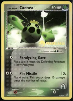 Team Aqua's Cacnea Prerelease 50/101 ex Team Aqua vs Team Magma 2004 LP+ Pokemon - Image 1