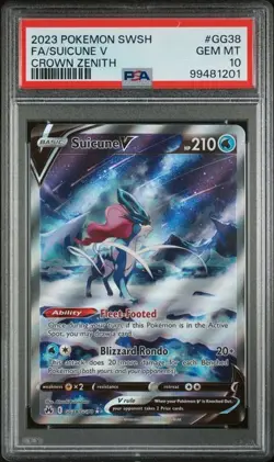 2023 POKEMON SWORD AND SHIELD CROWN ZENITH #GG38 FA/SUICUNE V PSA 10 - Image 1