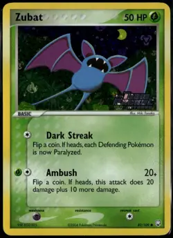 Zubat Reverse Holo 82/109 ex Team Rocket Returns 2004 NM Pokemon - Image 1