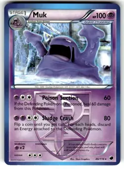 Pokemon TCG Muk Plasma Freeze 46/116 Regular Rare 2013 NM - Image 1