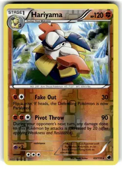 Hariyama - 63/116 - Rare - Reverse Holo NM, English Pokemon Plasma Freeze - Image 1