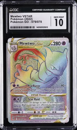 2022 POKEMON GO SECRET #079 FULL ART/MEWTWO VSTAR CGC 10 GEM MINT - Image 1