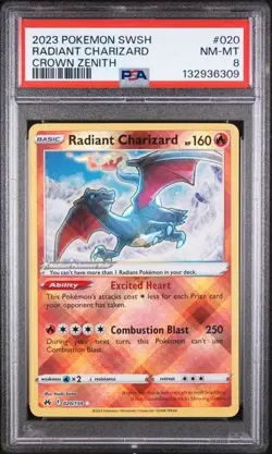 PSA 8 2023 POKEMON SWORD AND SHIELD CROWN ZENITH #020 RADIANT CHARIZARD - Image 1