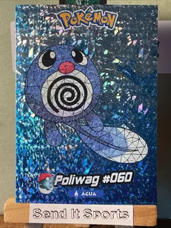 Pokemon Nintendo Crystal Card Collection Poliwag #060 Stained Glass Holo - Image 1