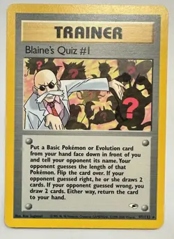 Blaine’s Quiz #1 97/132 Gym Challenge Pokemon Trainer Card Vintage 2000 - Image 1