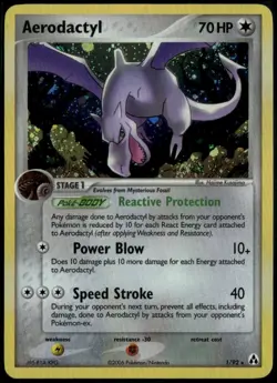 Aerodactyl Holo 1/92 ex Legend Maker 2006 LP Pokemon Card - Image 1