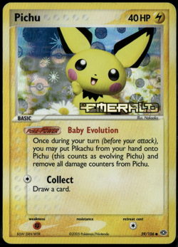 Pichu Reverse Holo 59/106 ex Emerald 2005 MP Pokemon Card - Image 1