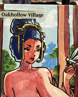 MTG Altered Art Anime Hand Painted X1 Oak Hollow Village - Image 1