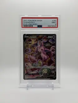 PSA 9 MINT Espeon V #180 Alternate Full Art - 2021 Pokemon SWSH Evolving Skies - Image 1