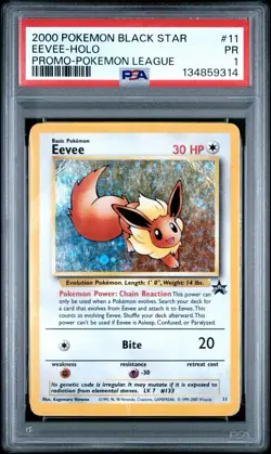 PSA 1 Eevee Holo Black Star Promo #11 2000 Pokemon League WoTC PR - Image 1