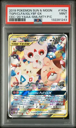 2019 POKEMON SUN & MOON COSMIC ECLIPSE TOGEPI & CLEFFA & IGGLYBUFF GX PSA 9 - Image 1