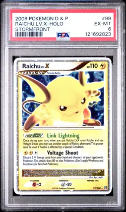 2008 POKEMON DIAMOND & PEARL STORMFRONT #99 RAICHU LV.X-HOLO PSA 6 - Image 1