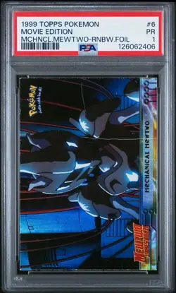 PSA 1 Mechanical Mewtwo Rainbow Foil #6 1999 Topps Movie Edition Pokemon PR - Image 1