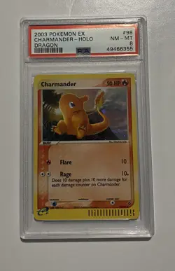 Pokemon TCG Charmander EX Dragon 98/97 Holo Secret Rare - PSA 8 - Image 1