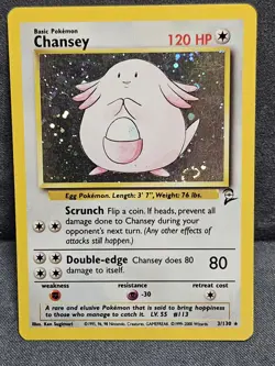 Chansey 🌀SWIRL🌀 3/130 Pokemon - Base Set 2 - Holo Rare - LP/MP - Image 2