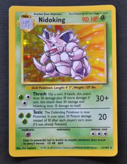 Nidoking #11 / 102 Base Set Holo - LP - Pokemon 1999 TCG WOTC Vintage - Image 1