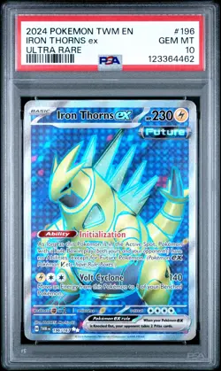 2024 POKEMON TWM EN-TWILIGHT MASQUERADE ULTRA RARE #196 IRON THORNS EX PSA 10 - Image 1