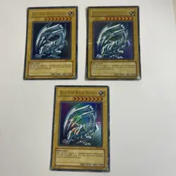 3x Yu-Gi-Oh! Blue-Eyes White Dragon SDK-001 Ultra Rare Playset Damaged - Image 1
