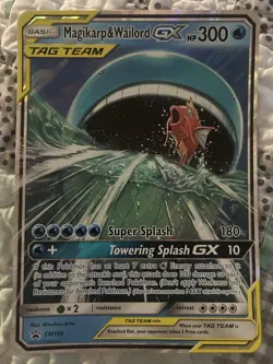 Pokemon TCG Magikarp and Wailord GX Holo Card Promo SM166 - Image 1