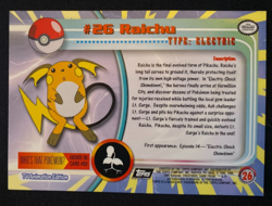 Raichu #26 Topps TV Animation Edition Blue Label Pokemon Card LP - Image 2