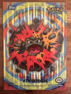 2000 Topps Geodude #74 7 of 10 Animation Stick-On Card - Image 1