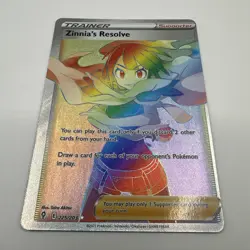 Zinnias Resolve Full Art Secret Rainbow Rare Pokemon Card 225/203 Evolving Skies - Image 1
