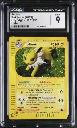 CGC 9 MINT Jolteon 2003 Skyridge H12/H32 Holo Pokemon Card - Image 1