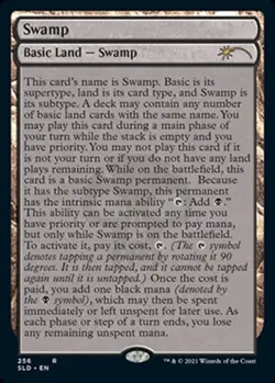 MTG Swamp (256) - Foil - Full Text Lands, Light Play, English Secret Lair Drop S - Image 1