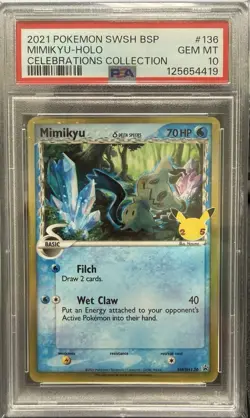 2021 POKEMON SWSH BLACK STAR PROMO CELEBRATIONS COLL #136 MIMIKYU-HOLO PSA 10 - Image 1