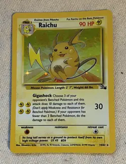 1999 Pokemon Raichu Holo 14/62 Base Set Unlimited TCG - Image 1