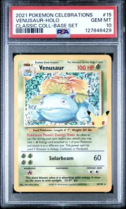 2021 Pokemon Celebrations Classic Collection #15 Venusaur Holo PSA 10 - Image 1