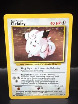 Pokemon TCG Clefairy Base Set Holo Unlimited Rare Card 5/102 A - Image 1