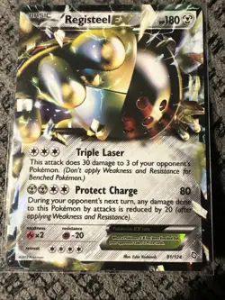 Registeel EX 81/124 Dragons Exalted Ultra Rare Holo Pokemon Card DMG - Image 1