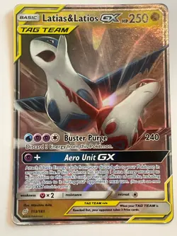 Latias & Latios GX Pokemon card 2019 113/181 LP- MP+ Sm-Team Up Holo - Image 1