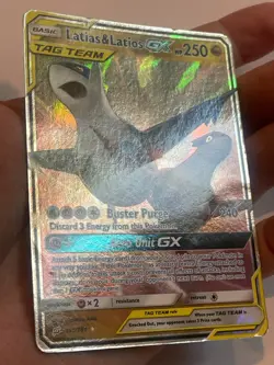 Latias & Latios GX Pokemon card 2019 113/181 LP- MP+ Sm-Team Up Holo - Image 2