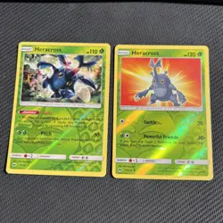 Heracross 18/214 11/147 Reverse Holo Pokemon Card Lost Thunder Burning Shadows 2 - Image 1
