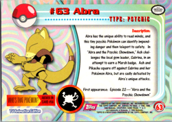 Pokemon TOPPS TV Animation Edition Abra #63 Pokemon Card - Image 2