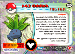 Pokemon Topps TV Animation Edition #43 Oddish Mix Logo Card - Image 2
