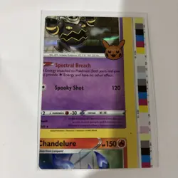Pokemon Card - Chandelure Error Miscut NFC Trick or Trade 062/193 Holo Rare - Image 1