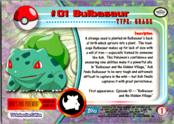 Topps Pokemon Bulbasaur #01 1999 TV Animation Edition Non Holo Blue Logo NM - Image 2