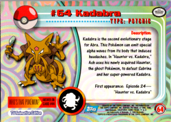 Pokemon Topps Kadabra #64 TV Animation Series 1 Black Logo - Image 2