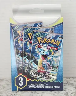 POKEMON TCG SCARLET & VIOLET STELLAR CROWN 3 BOOSTER PACKS BOX NEW SEALED - Image 1