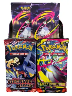 Pokemon TCG Tin Sealed Gardevoir 2 Booster Packs Destined Rivals Mega Evolution - Image 1