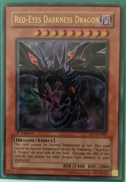 YuGiOh Red-Eyes Darkness Dragon Ultra Rare 1st Edition SD1-EN001 - Image 1